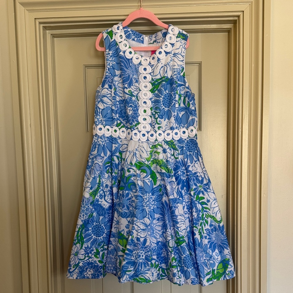 Lilly Pulitzer Blue and Green Floral Girls Dress
